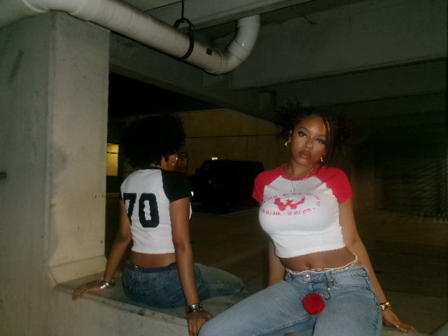 “TEAM HD” WOMEN’s BABY TEE RED