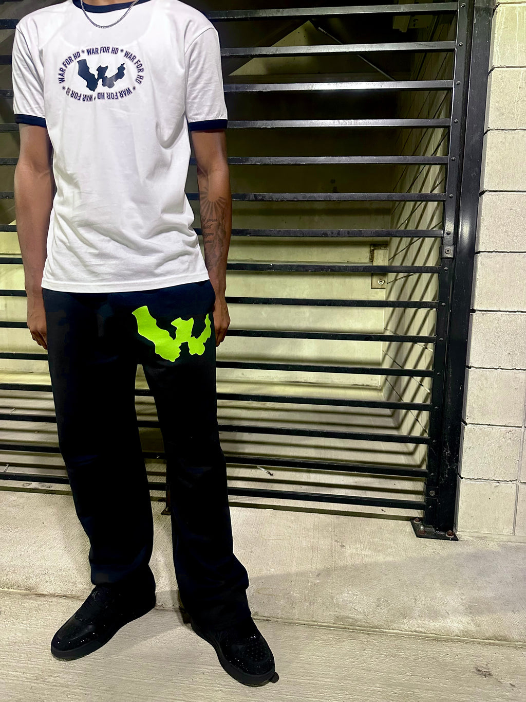 WHD NEON GREEN OPEN BOTTOM JOGGERS