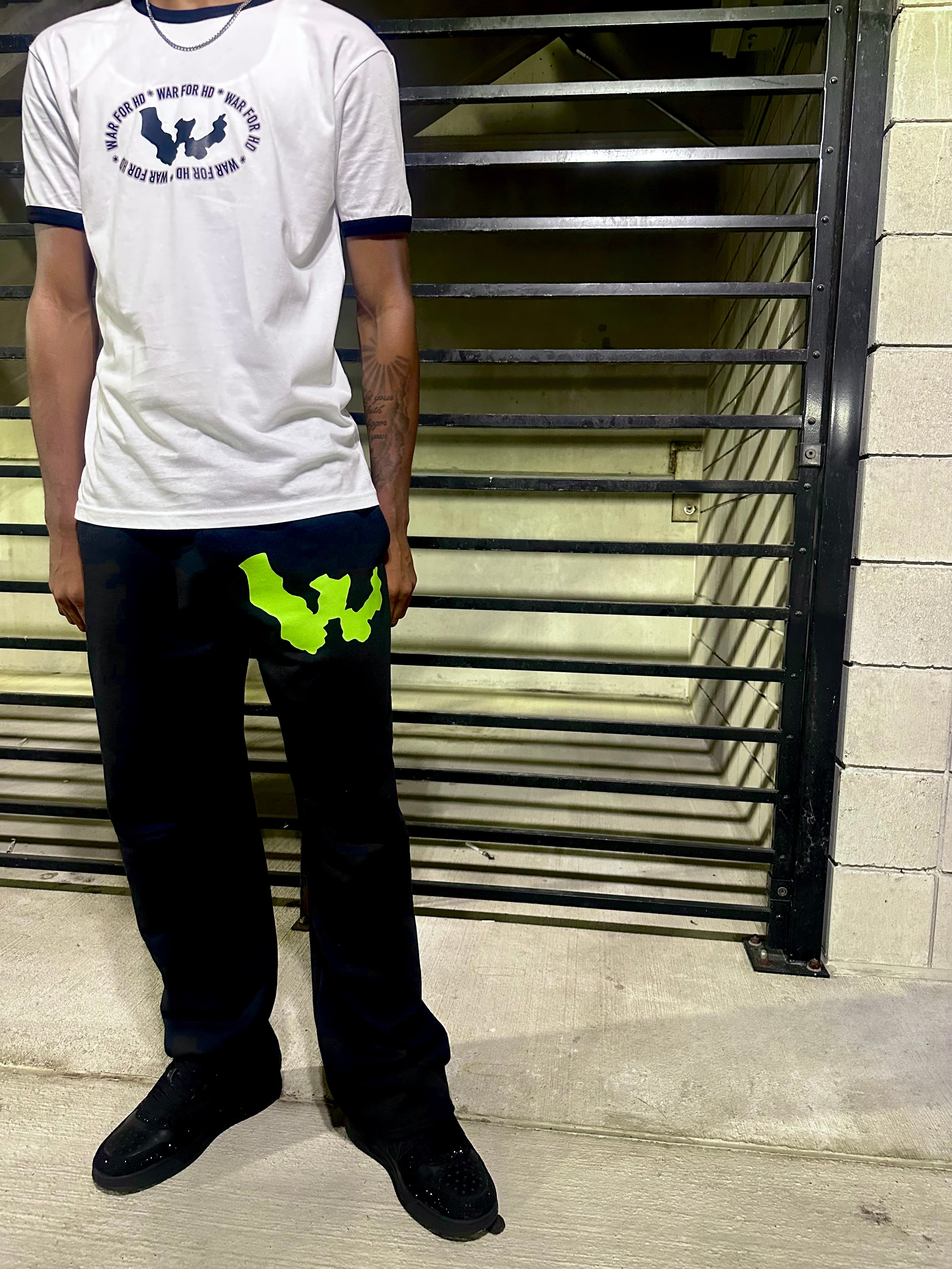 WHD NEON GREEN OPEN BOTTOM JOGGERS