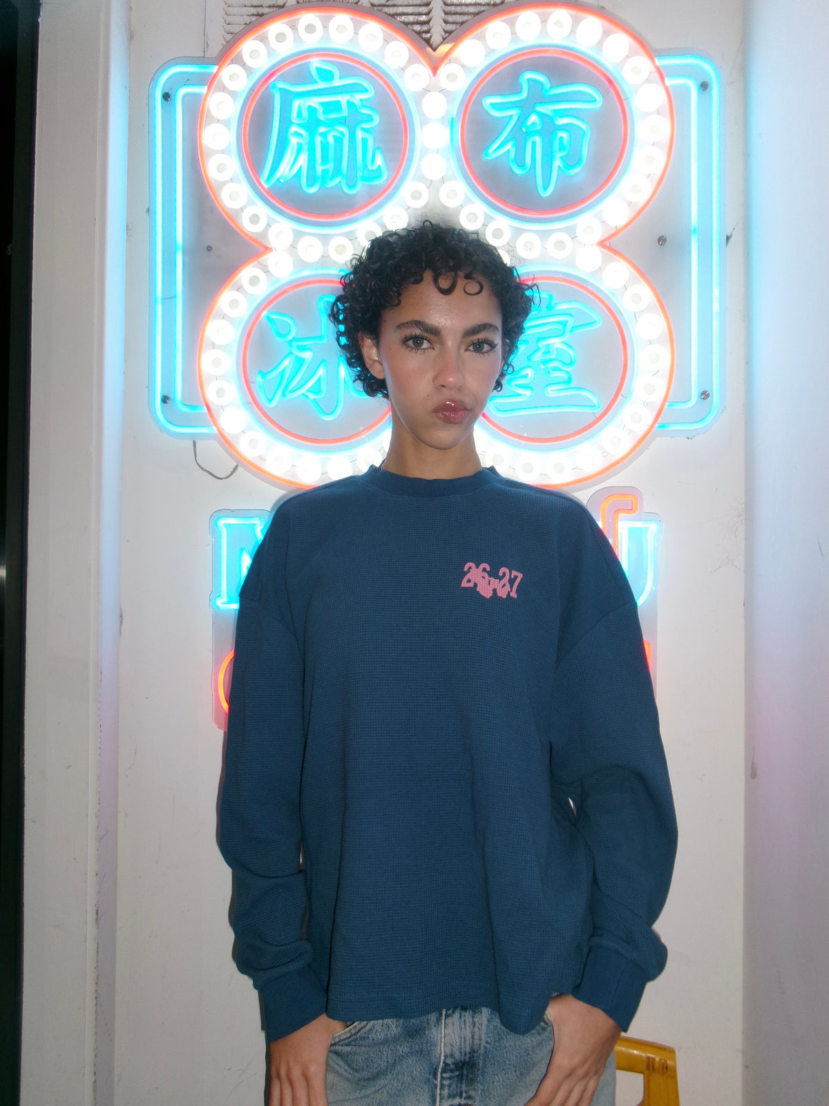 WAR FOR HD / WAFFLE KNIT THERMAL / NAVY BLOSSUM