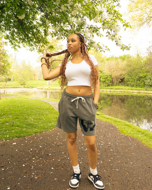 WAR FOR HD CHARCAOL FLORA FLEECE SHORTS