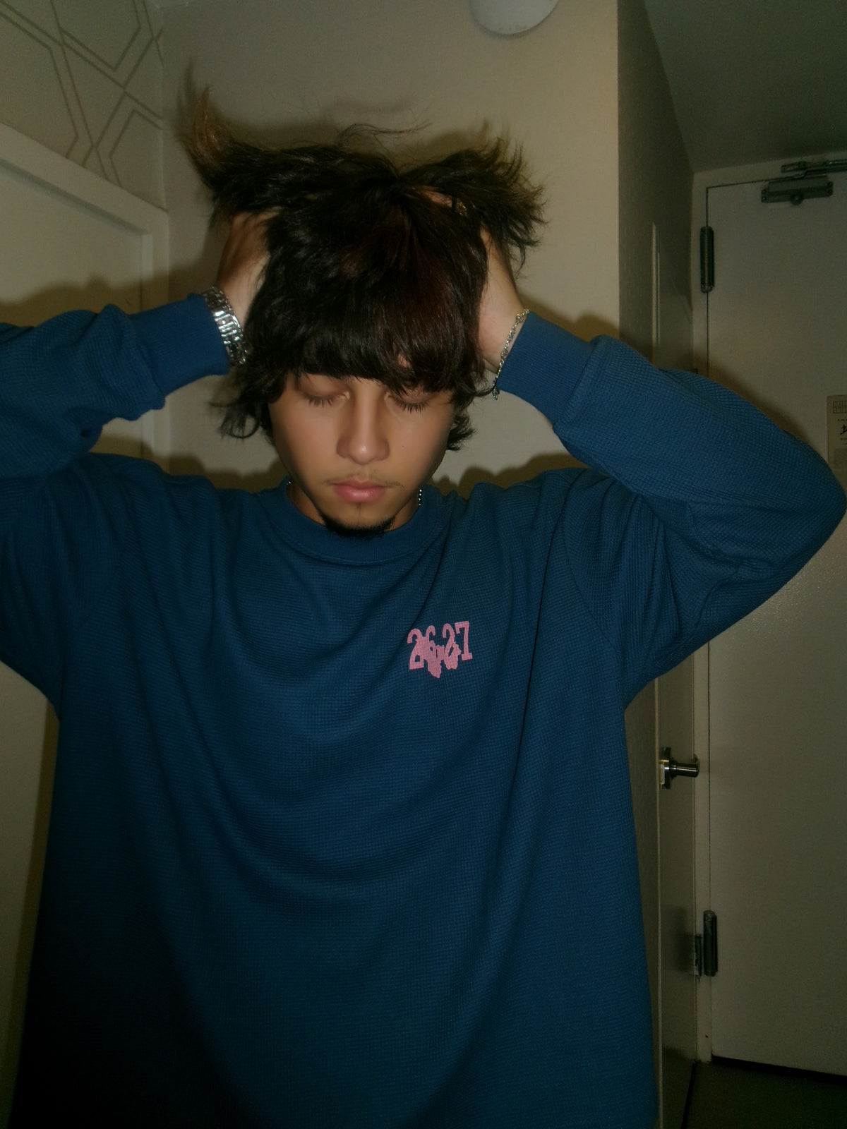 WAR FOR HD / WAFFLE KNIT THERMAL / NAVY BLOSSUM